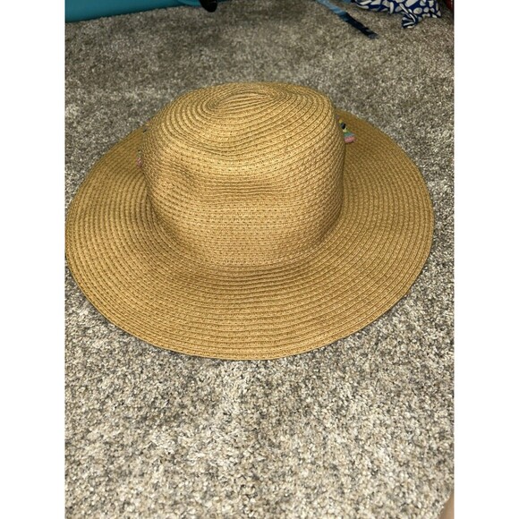 Betsy Johnson Sun Hat 100% Paper Rainbow Bow Womens Beach‎ Floppy - Picture 3 of 4